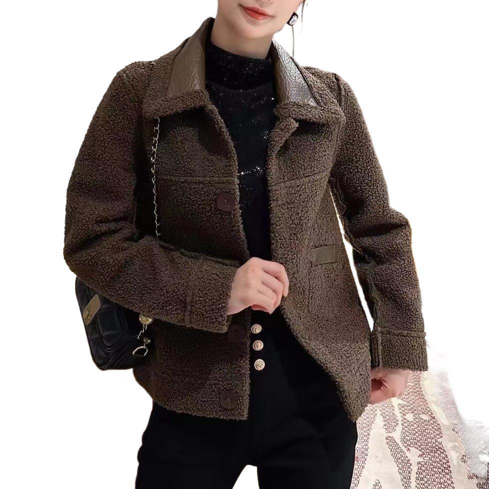 Shearling-Trim Leather Jacket