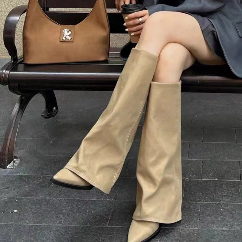Sand Luxe Slouch Knee-High Boots