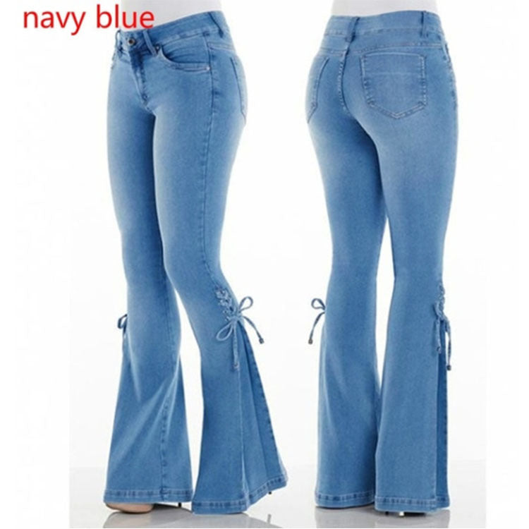 Lace-Up High Waist Flare Jeans