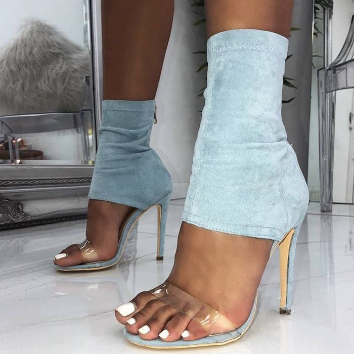 Ice Blue Mirage Heel Booties
