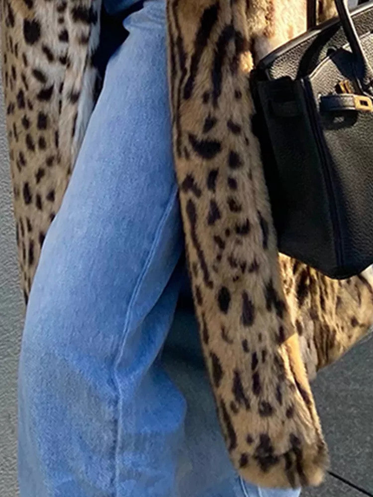 Leopard Print Faux Fur Coat