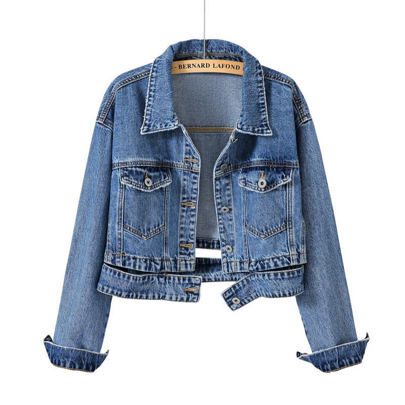 Cropped Black Denim Jacket