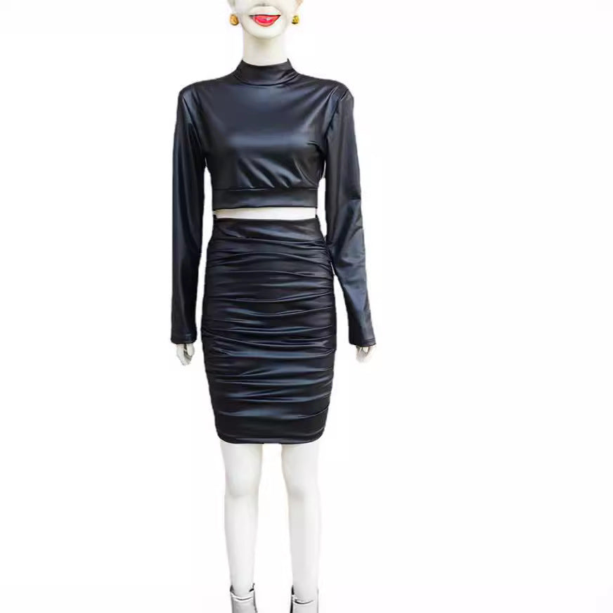 Midnight Luxe Faux Leather 2-Piece Set