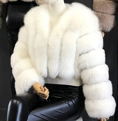 Luxury Cropped Faux Fur Jacket