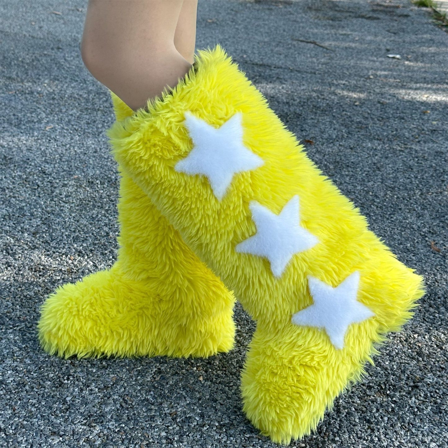 Pink Star Plush Winter Boots
