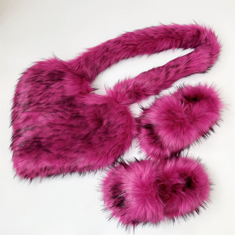 Foxy Faux Fur Bag & Slippers Set