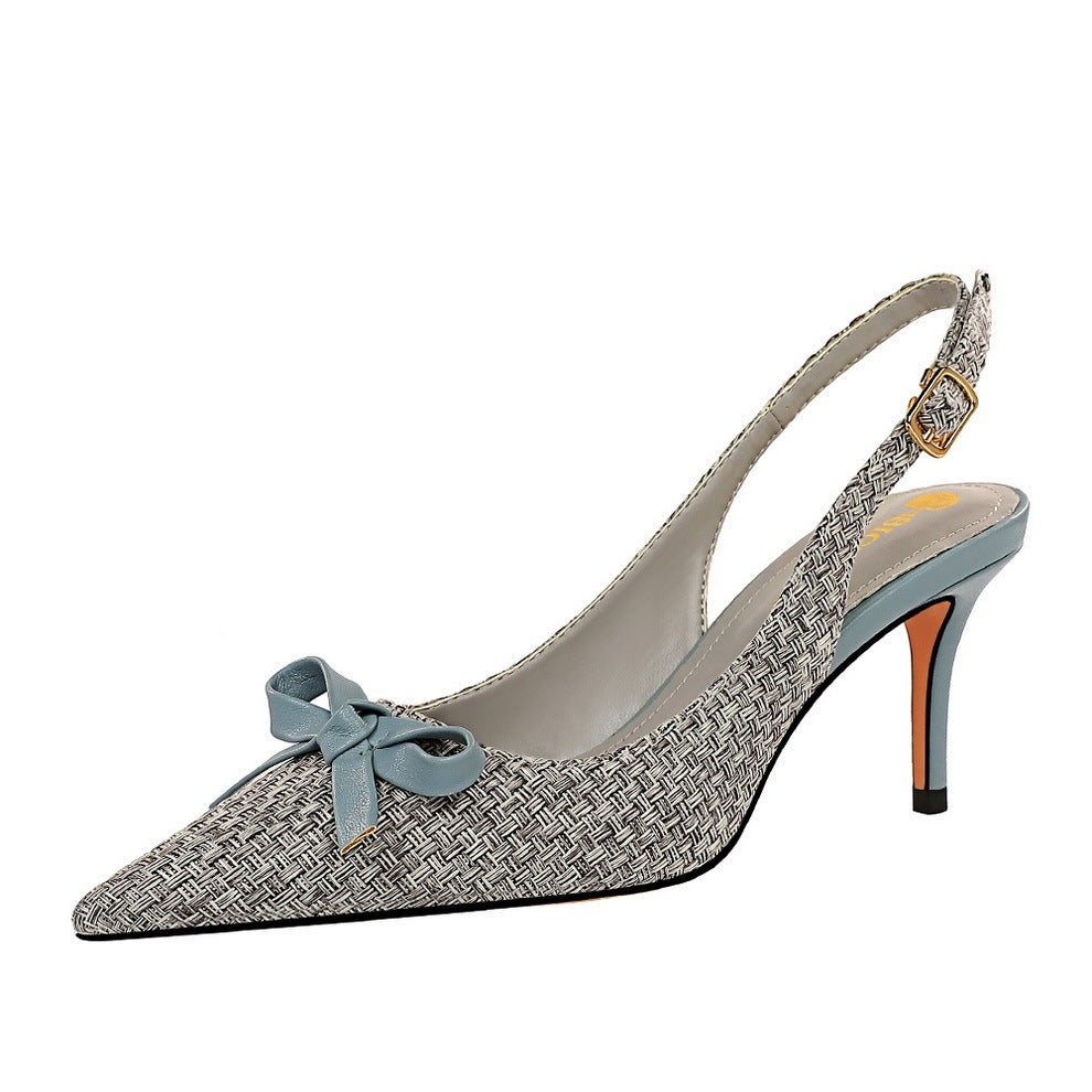 Bow Charm Slingback Stiletto Heels