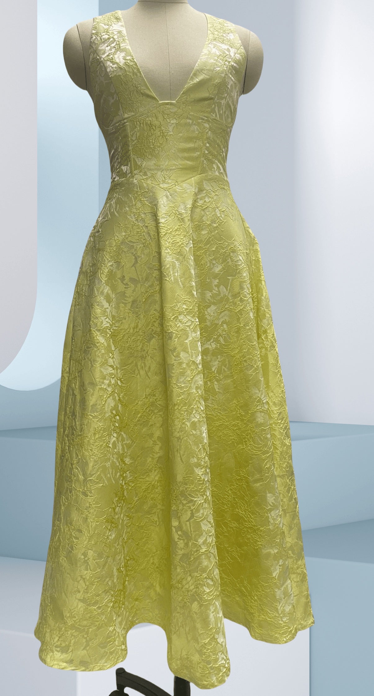 Golden Bloom Halter Midi Dress