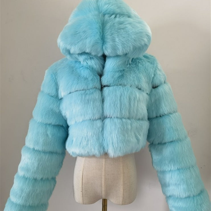 Short Hood Fox Fur mink Coat