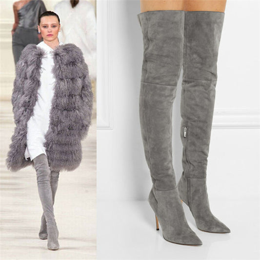 Stiletto Heel Faux Fur Martin Boots