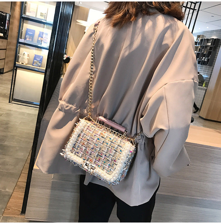 Chic Tweed Chain Crossbody Bag