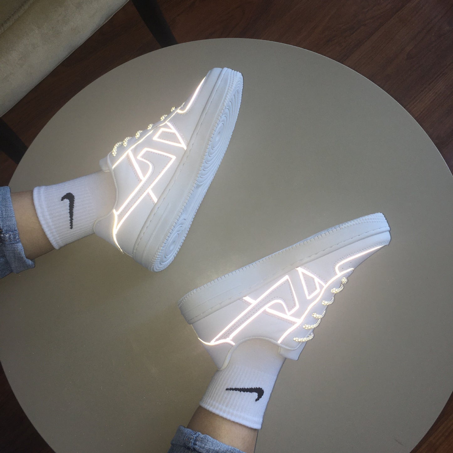 Reflective White Shoes For Men And Women Sneakers