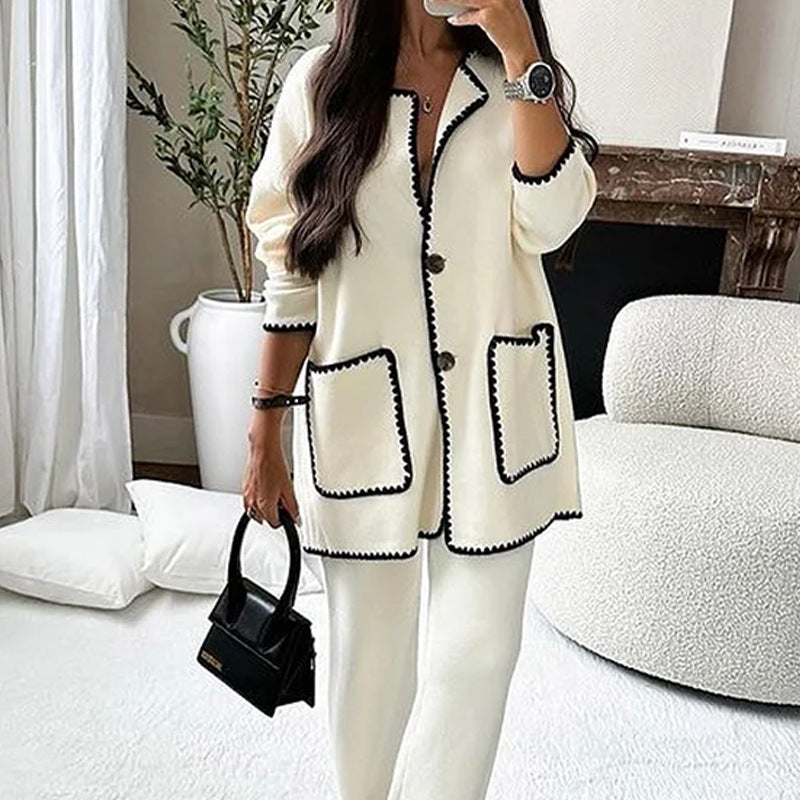 Classic Contrast Trim Knit Lounge Set