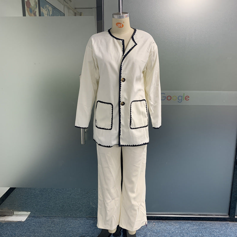 Classic Contrast Trim Knit Lounge Set