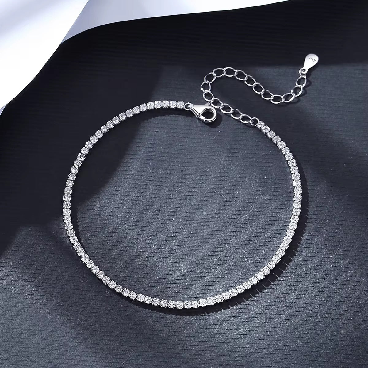 Elegant Silver Tennis Bracelet - Dainty Sparkling Crystal Chain