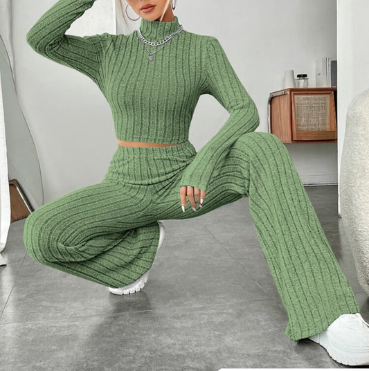 The Snatched & Cozy Ribbed Wide-Leg Set