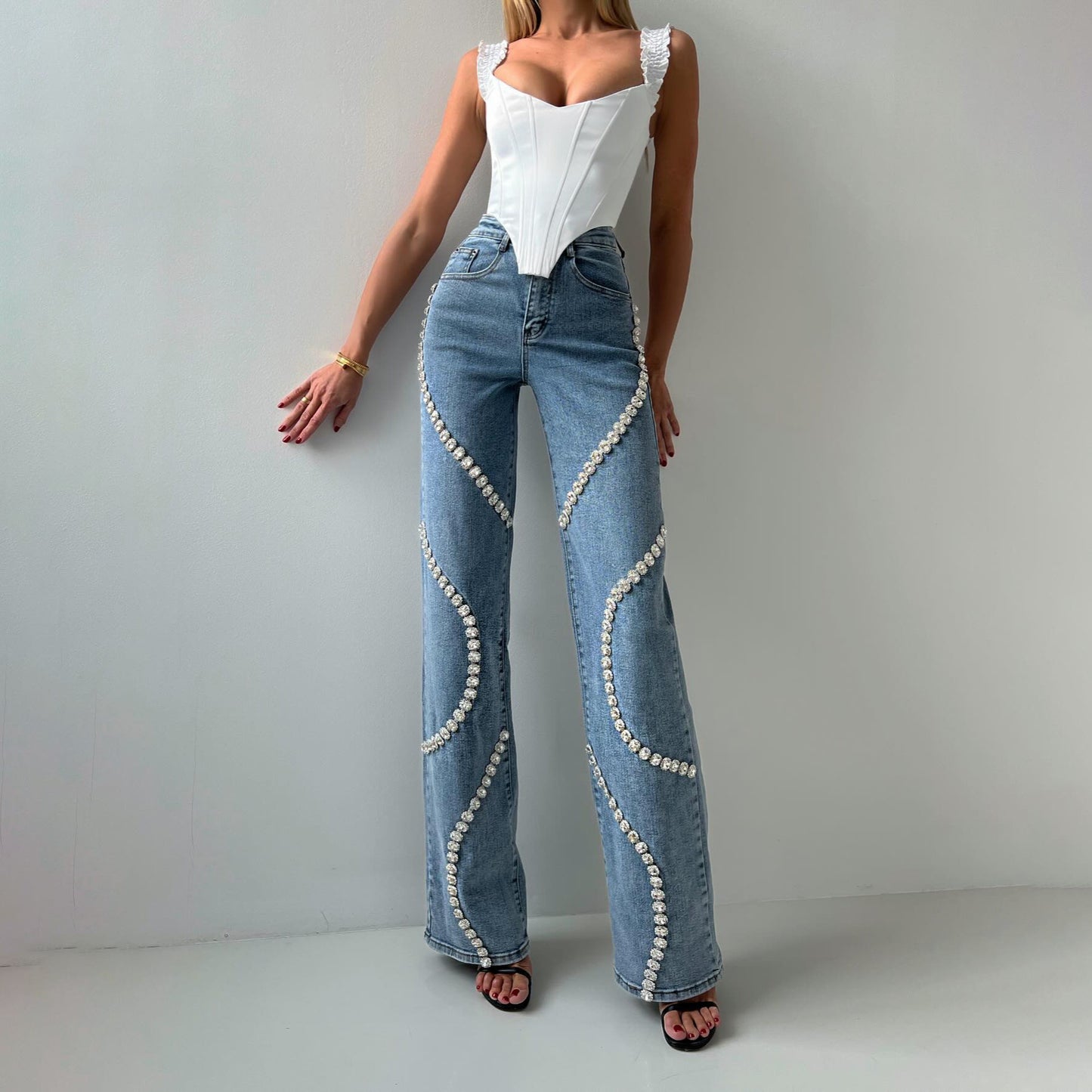 Pants With A Rhine Stone Denim Jeans