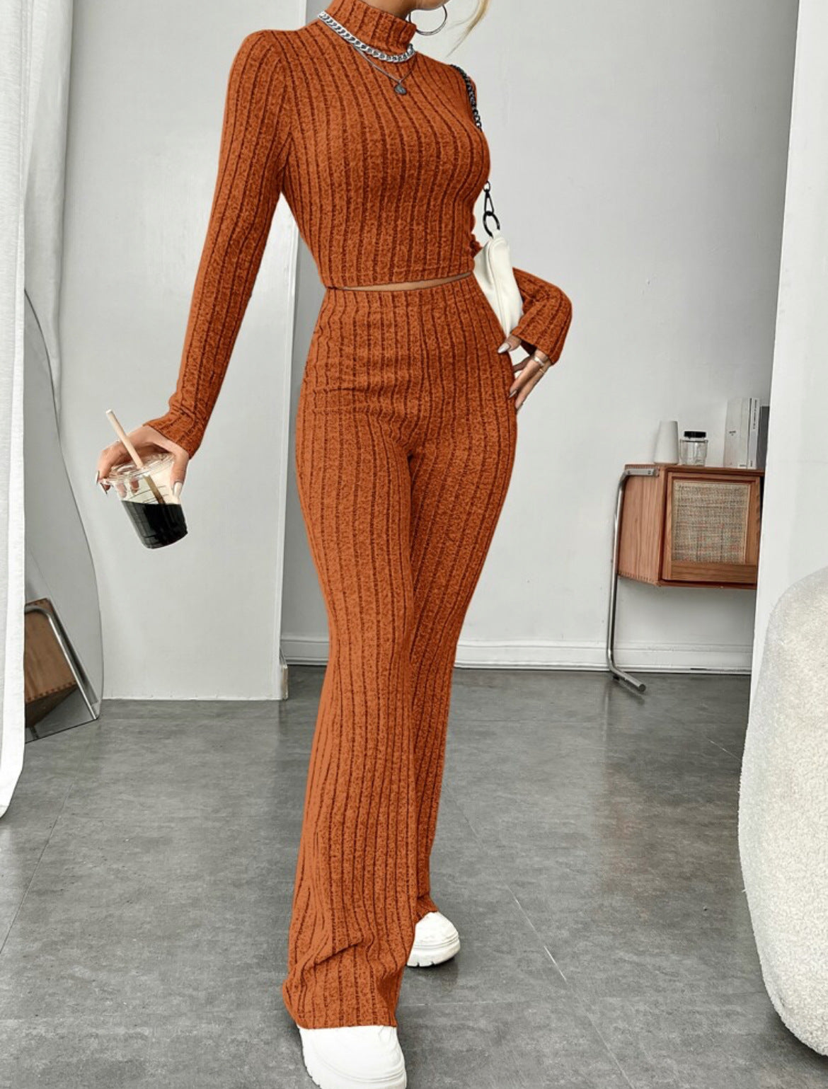 The Snatched & Cozy Ribbed Wide-Leg Set