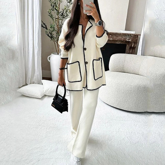Classic Contrast Trim Knit Lounge Set