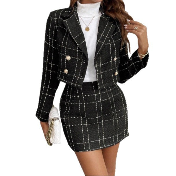 Parisian Plaid Two-Piece Skirt Set
