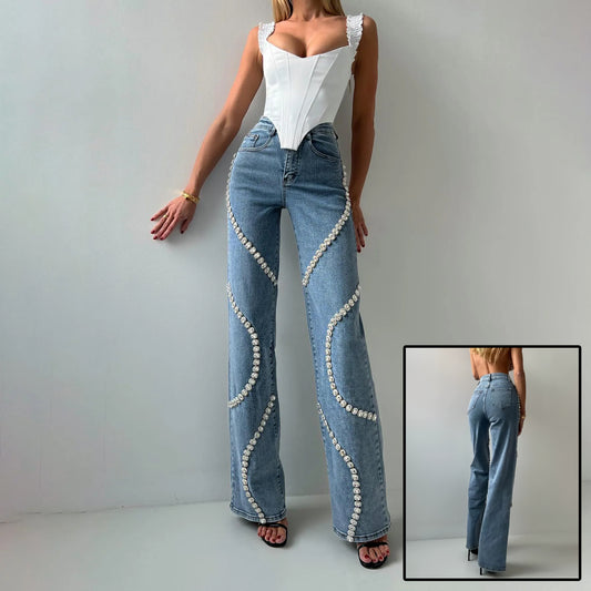 Pants With A Rhine Stone Denim Jeans