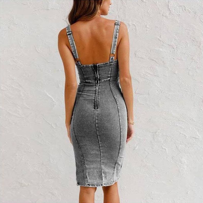 New U-neck Jean Dress