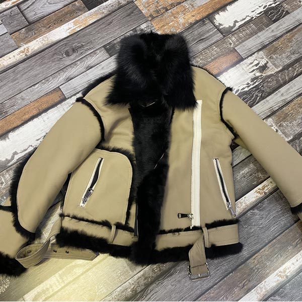 Ladies Fashion Motorcycle Fur Thermal Jacket