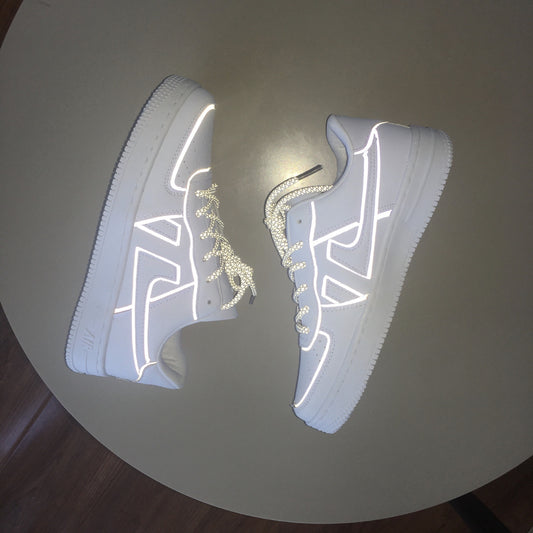 Reflective White Shoes For Men And Women Sneakers