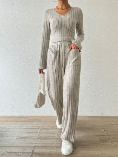 The Snatched & Cozy Ribbed Wide-Leg Set