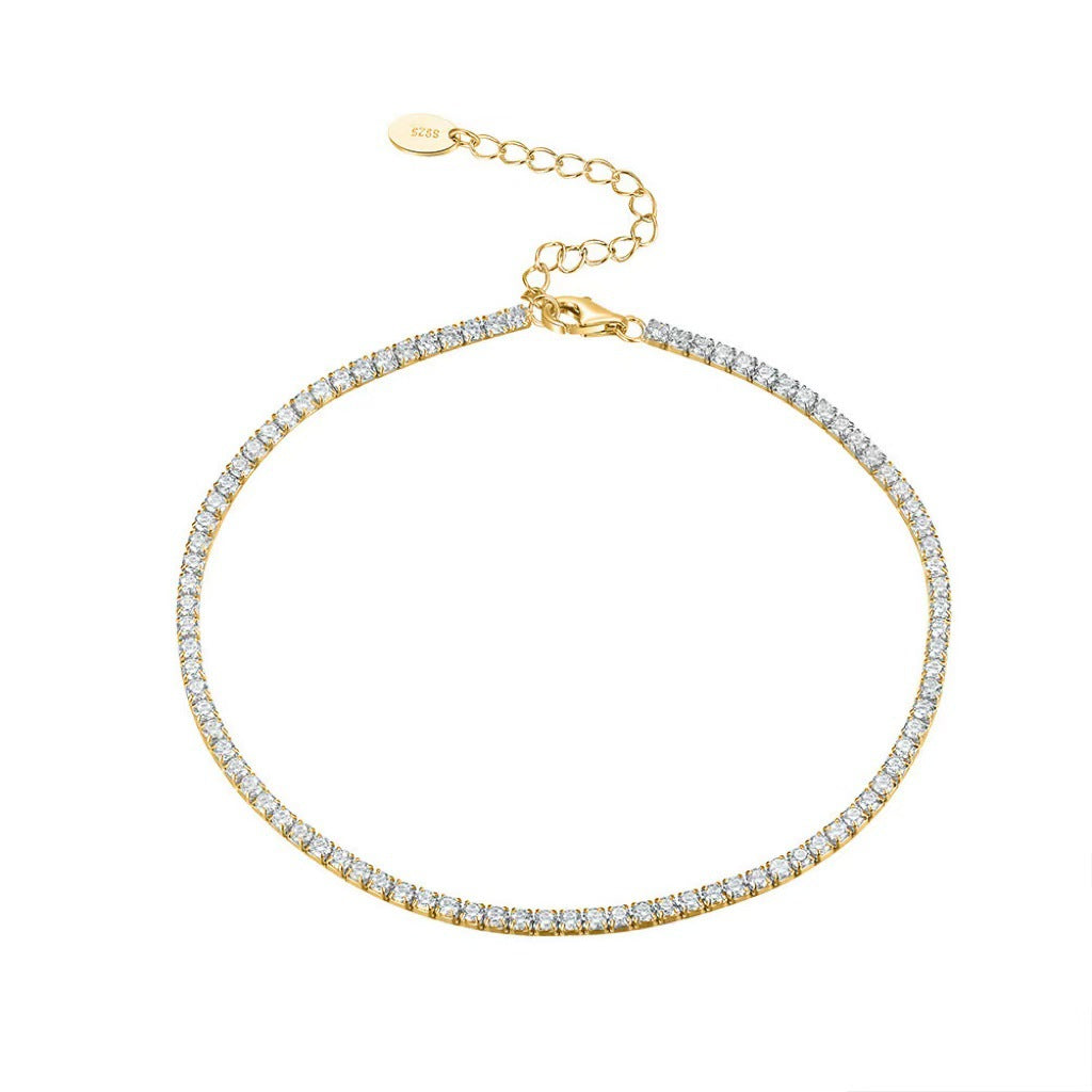 Elegant Silver Tennis Bracelet - Dainty Sparkling Crystal Chain