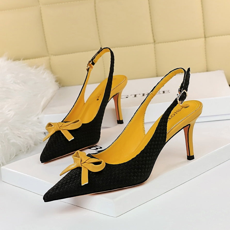 Pointed Toe Hollow Single Shoes Women High Heels