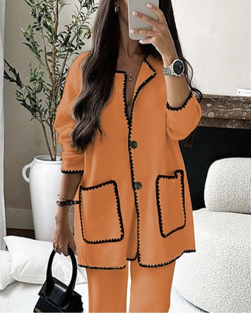 Classic Contrast Trim Knit Lounge Set