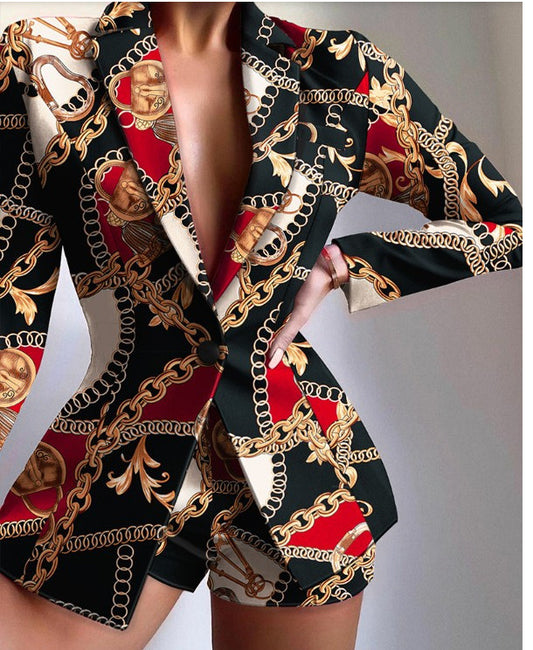 Dynasty Chain Print Blazer Dress