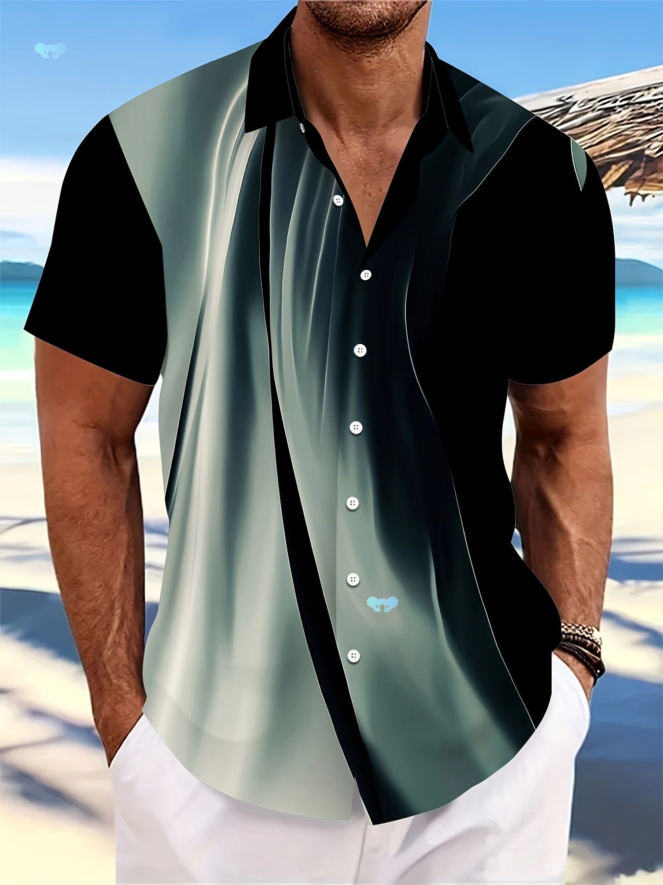 Resort Luxe Colorblock Button-Up Shirt