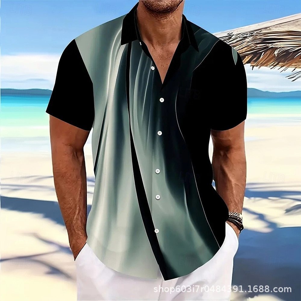 Resort Luxe Colorblock Button-Up Shirt