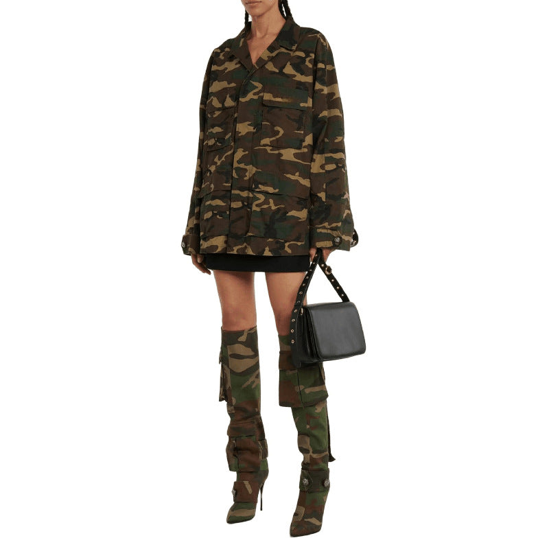 Camouflage Stiletto Over-the-knee Pointed High Heels