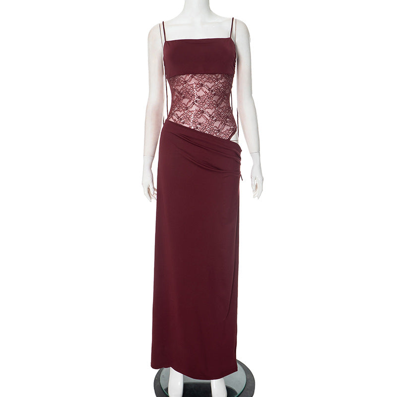Midnight Rose Lace Panel Gown