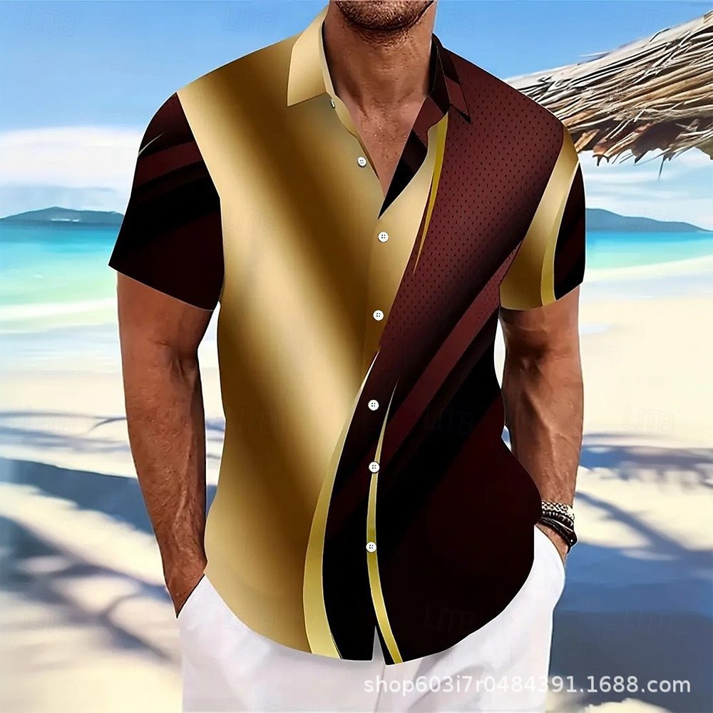 Resort Luxe Colorblock Button-Up Shirt