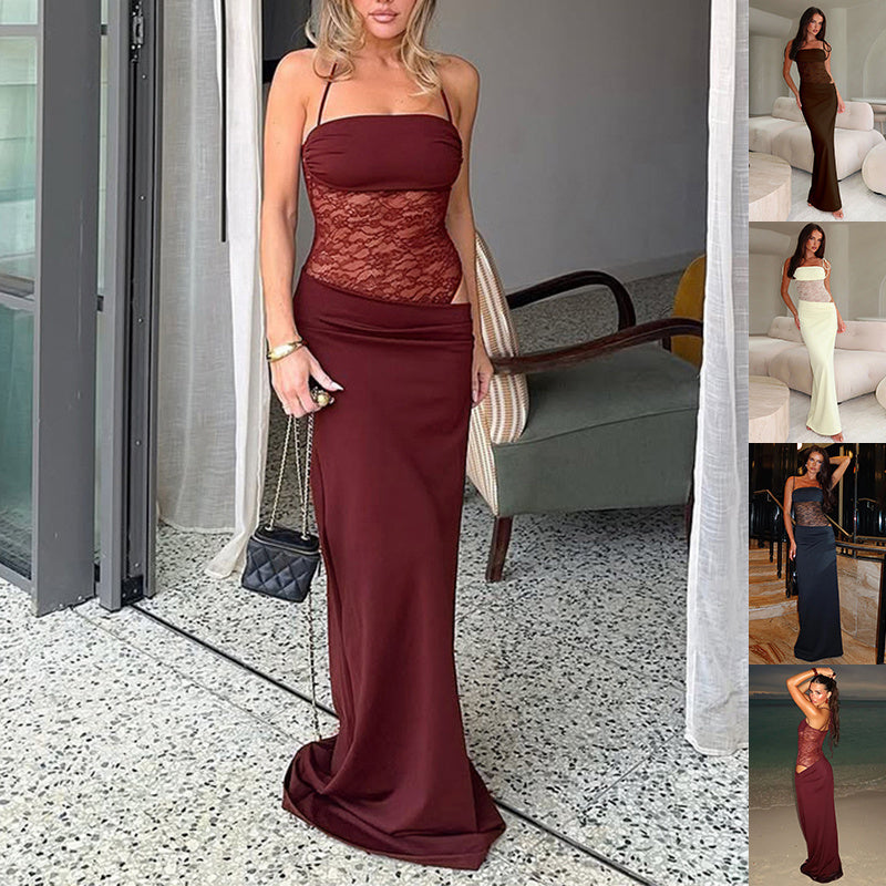 Midnight Rose Lace Panel Gown