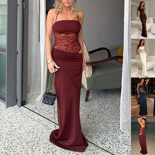 Midnight Rose Lace Panel Gown