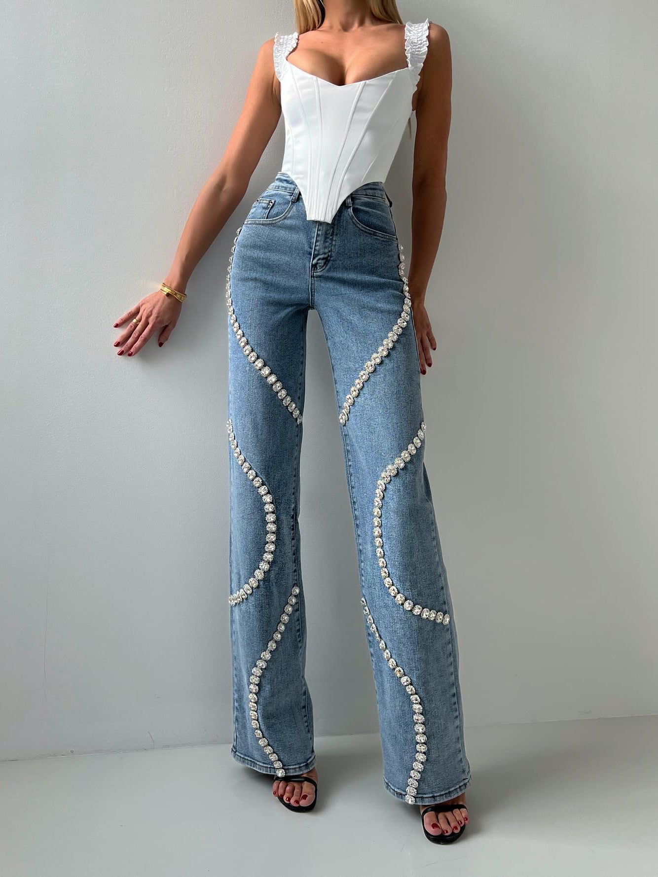 Pants With A Rhine Stone Denim Jeans