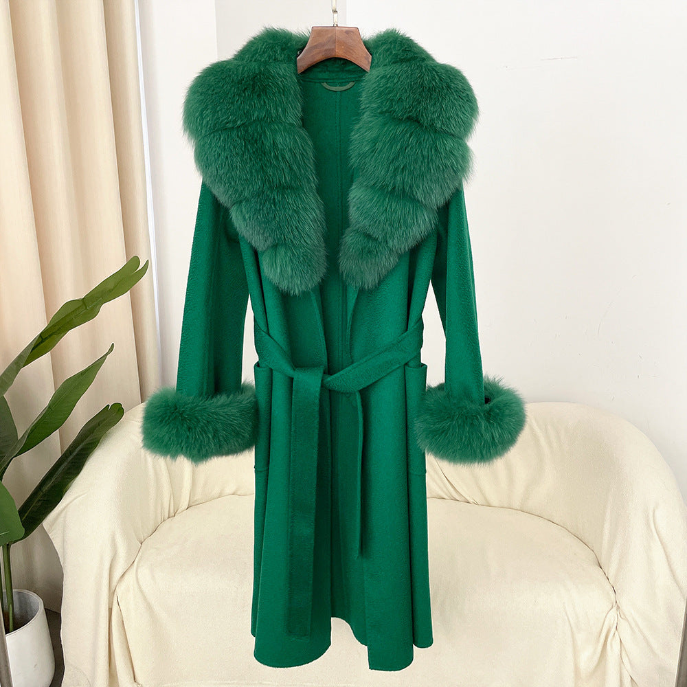 Double-sided Water Ripple Woolen Coat For Women