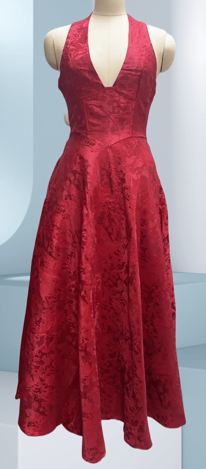 Golden Bloom Halter Midi Dress