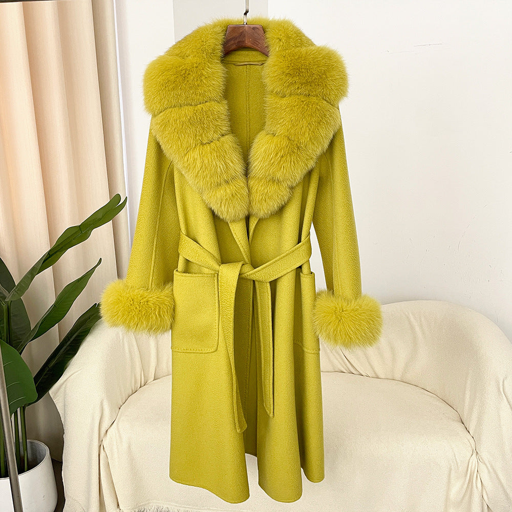 Double-sided Water Ripple Woolen Coat For Women