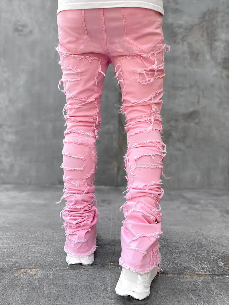 Distressed Stacked Skinny Denim Jeans
