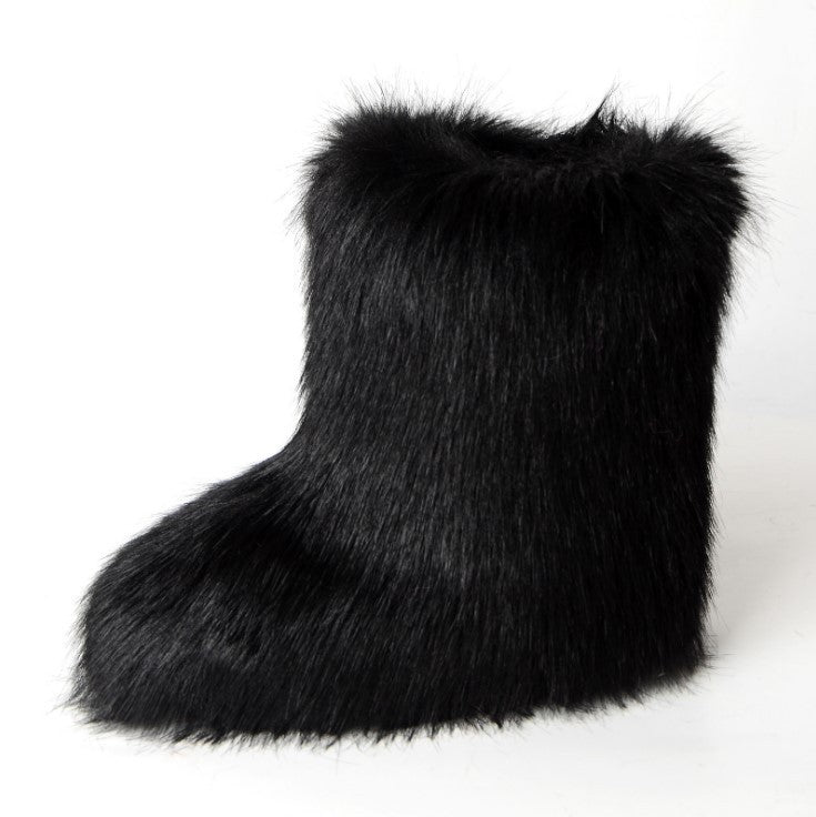 Women's Shoes Fox Fur Boots Fleece Snow Boots