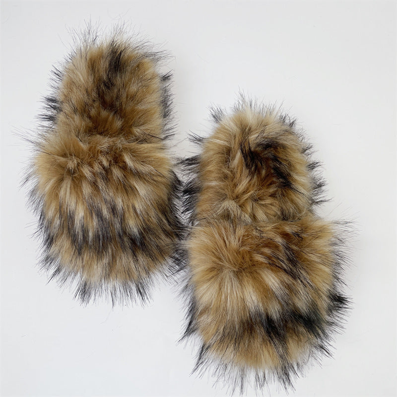 Crossbody Love Slippers Suit Raccoon Fur Fur Plush Shell Bag Home Shoes Bag Suit