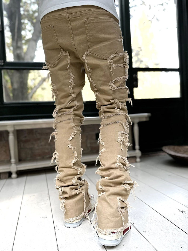 Distressed Stacked Skinny Denim Jeans